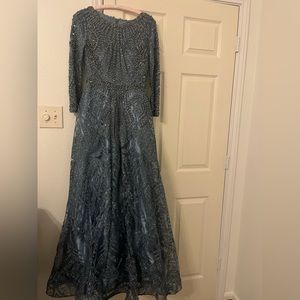 Beautiful blue modest evening gown